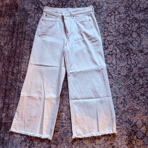 AYR The Must Cream Wide-Leg Jeans with Raw Hem Size 30